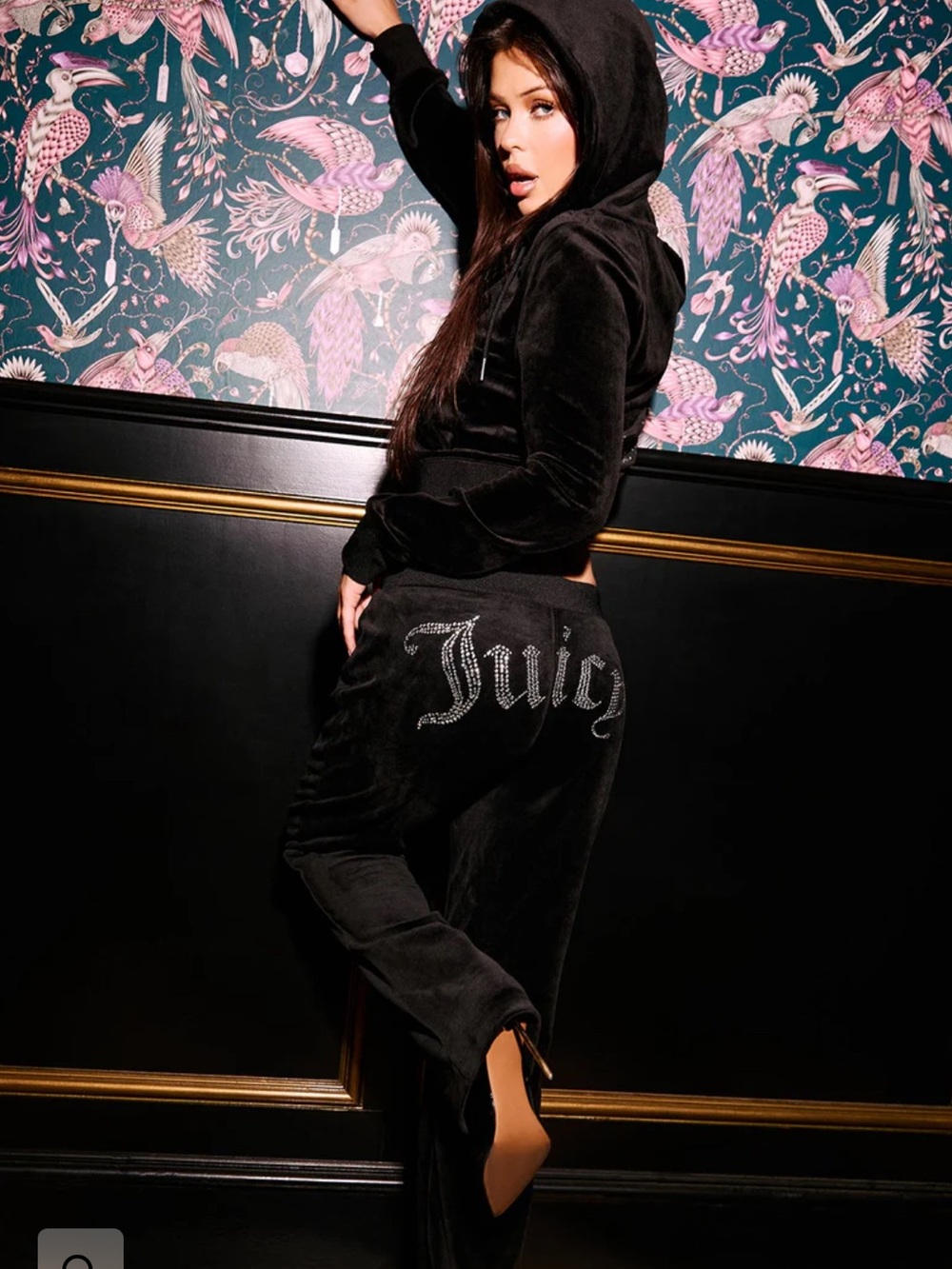 Juicy Couture Black Velour Logo Track Set - Jacket and Pants